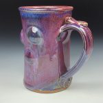Handmade Red Purple Bump Stoneware Mug: Slip Dotted Ceramic Coffee Cup - item 3475 - Image 3