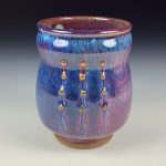 Artisan Ceramic Handmade Stoneware Pottery Tea Cup  - Purple Slip Dotted - item 3392