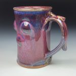 Handmade Red Purple Bump Stoneware Mug: Slip Dotted Ceramic Coffee Cup - item 3490 - Image 2