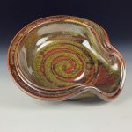 Handmade Ceramic Stoneware Spiral Spoon Rest - Tea Dust Yellow Black Glaze - item 3276