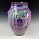 Decorative pottery vases utensil holder crock rustic clay vases artistic luxury handmade vases artistic centerpieces dinnerware stoneware- Purple bamboo bump - item 3089