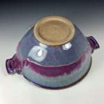 Handmade ceramic artisanal pottery bowls dinnerware stoneware serving bowls - Medium purple red twisted rim with handles - item 3267 - Image 4
